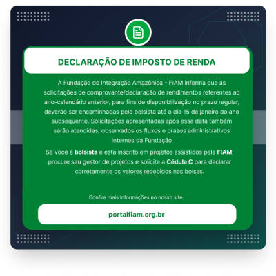 ð¢ Atenção, Bolsistas FIAM! ð